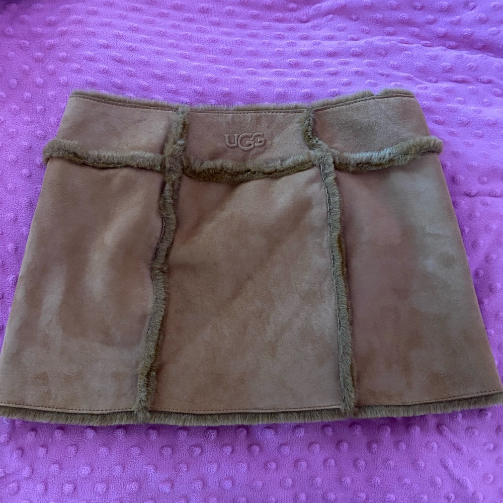 brown fur mini skirt